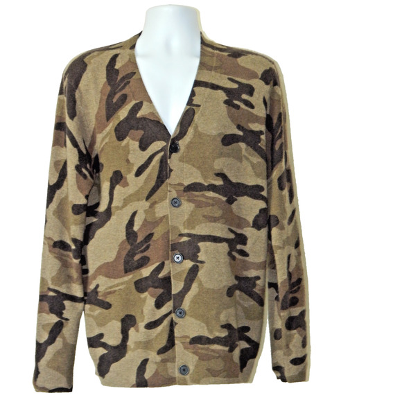 NWT Club Room Luxury 2-Ply Cashmere Button Front Cardigan Jacket Olive Men's MED